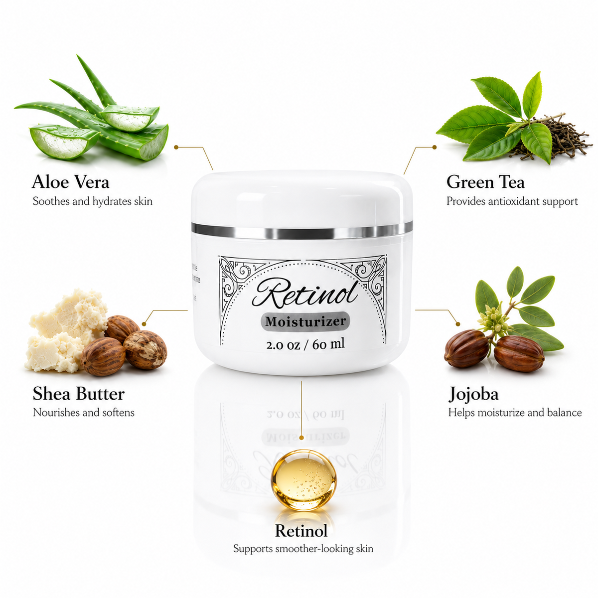 Innes Ageless Beauty Retinol Moisturizer with aloe vera, green tea, shea butter, jojoba and retinol