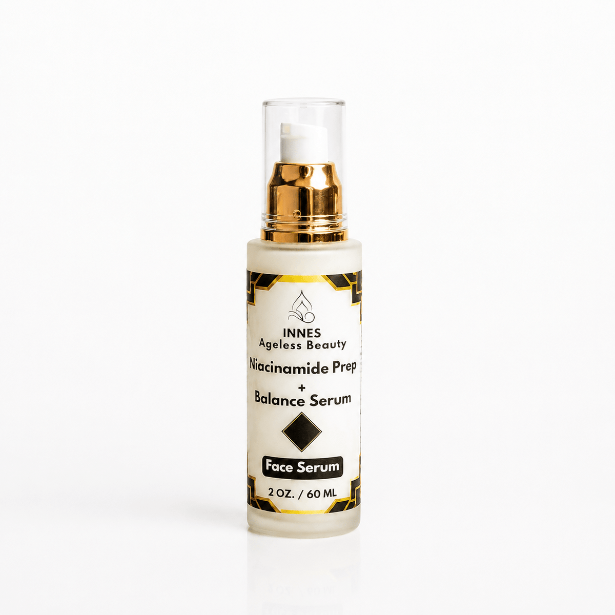 INNES Ageless Beauty Niacinamide Prep + Balance Face Serum 2oz gold pump bottle