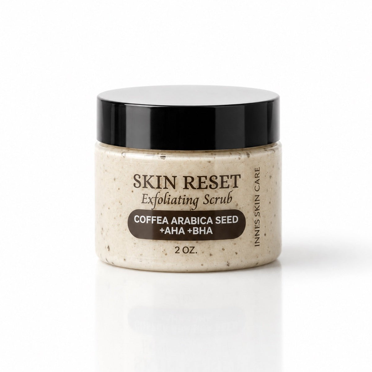 Innes Ageless Beauty Skin Reset Exfoliating Scrub with Arabica coffee, AHA, salicylic acid and vitamin E