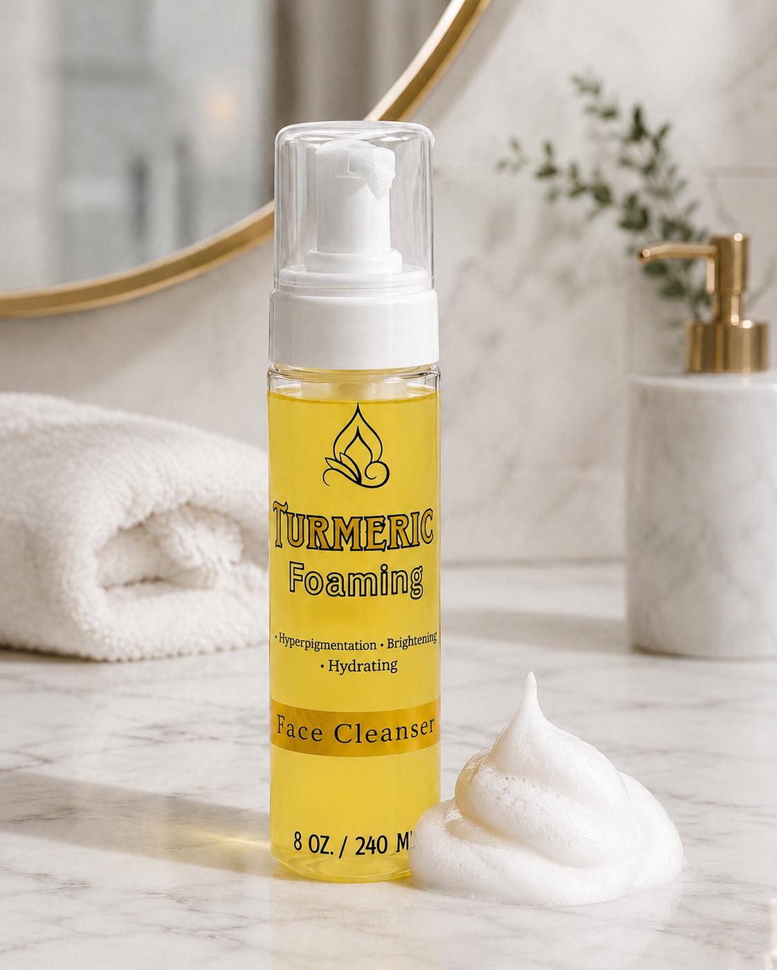 Turmeric Face Wash, 8 oz Foaming Formula with Kojic Acid