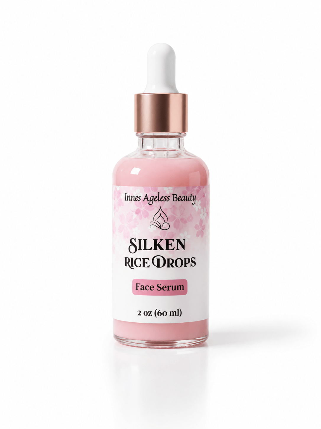 Innes Ageless Beauty Silken Rice Drops Face Serum 2oz pink dropper bottle