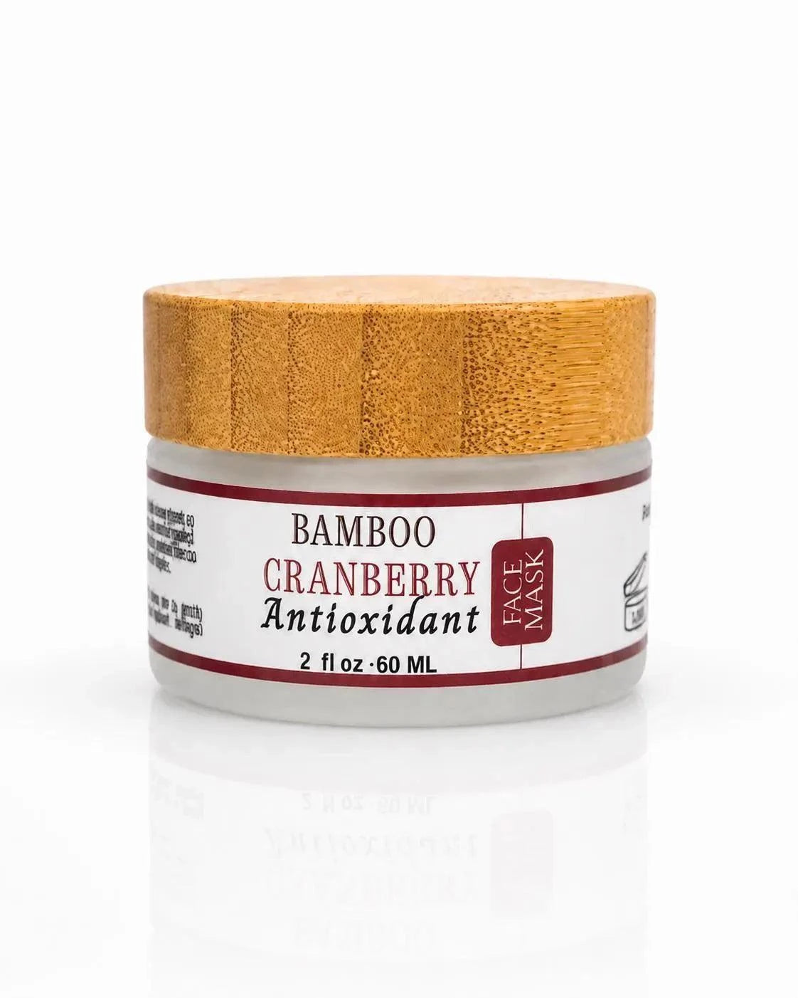Bamboo Cranberry Antioxidant Mask in a white jar with a textured gold bamboo lid and printed label