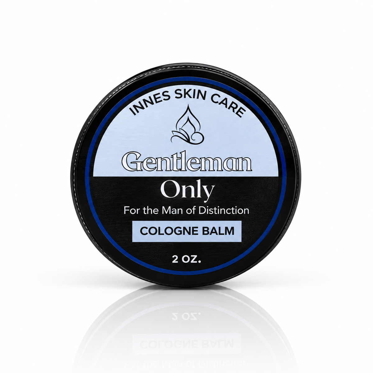 Innes Skincare for Men Gentleman Only Cologne Balm 2 oz black jar on a white background