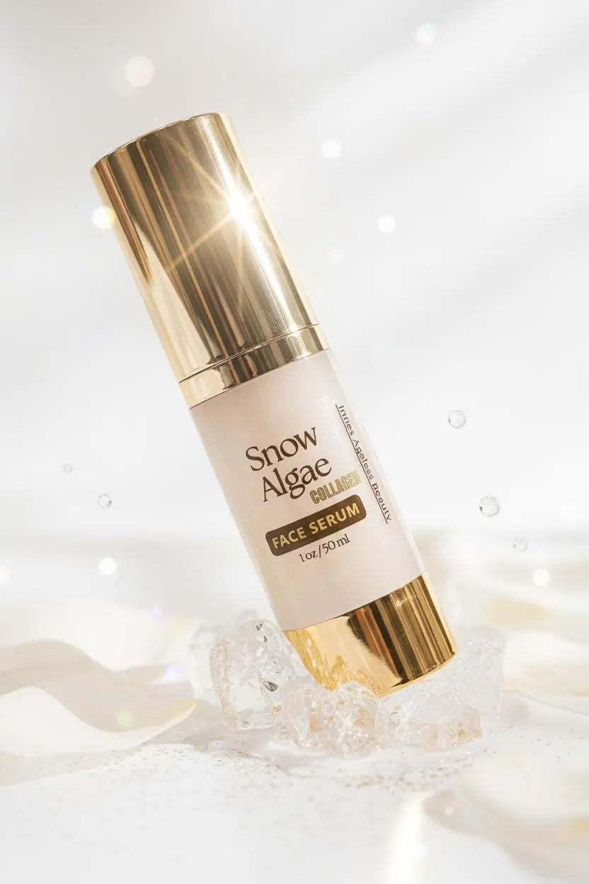 Snow Algae Collagen Face Serum lifestyle application by Innes Ageless Beauty.