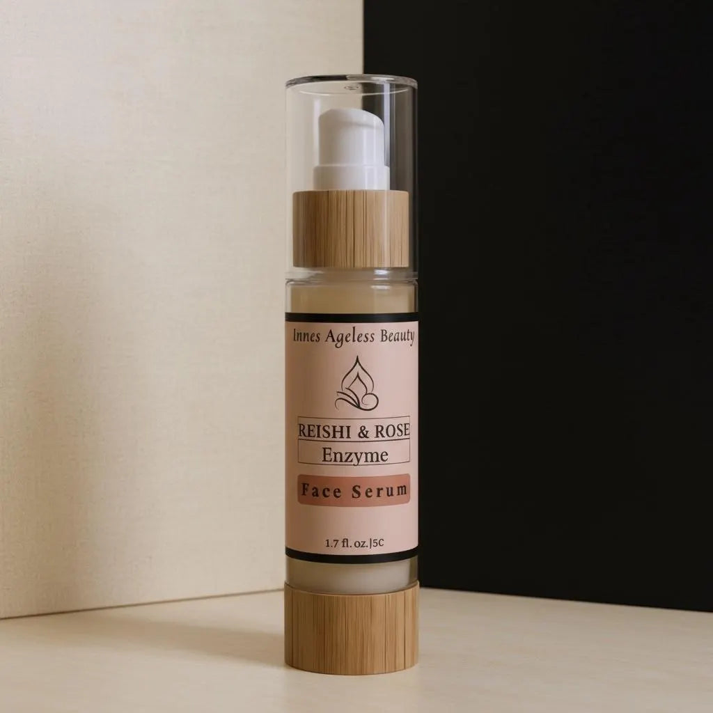 Reishi and Rose Enzyme Face Serum lifestyle application by Innes Ageless Beauty