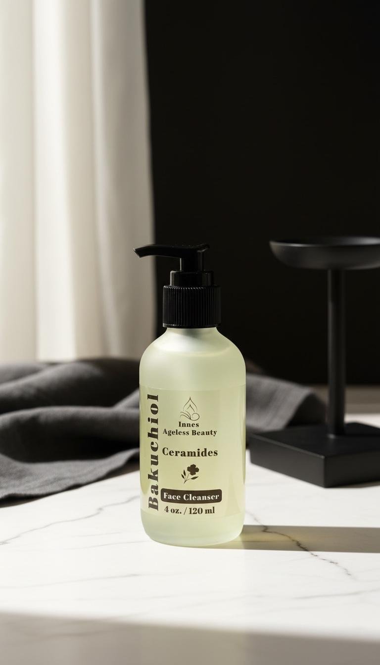 Bakuchiol and Ceramide Facial Cleanser bottle by Innes Ageless Beauty