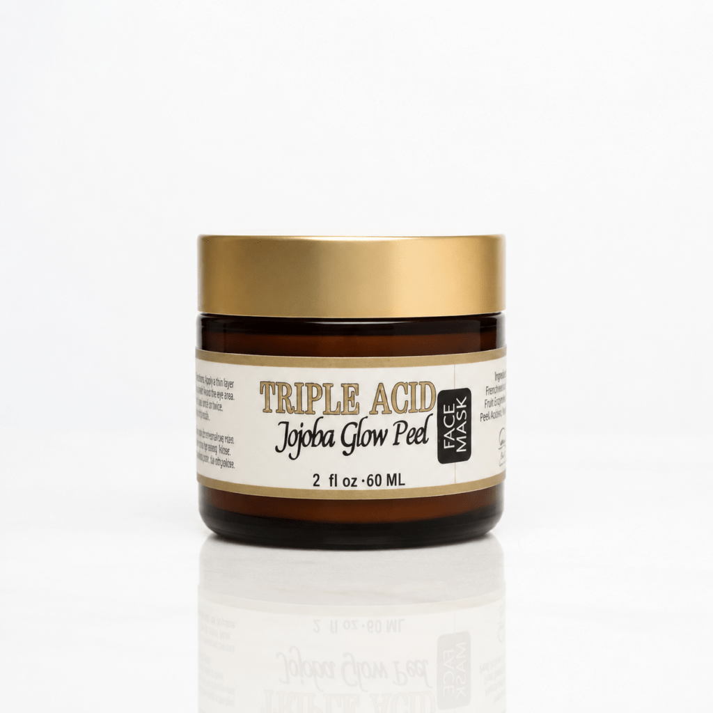 Triple Acid Jojoba Glow Peel Face Mask 2oz amber glass jar with gold lid by Innes Ageless Beauty