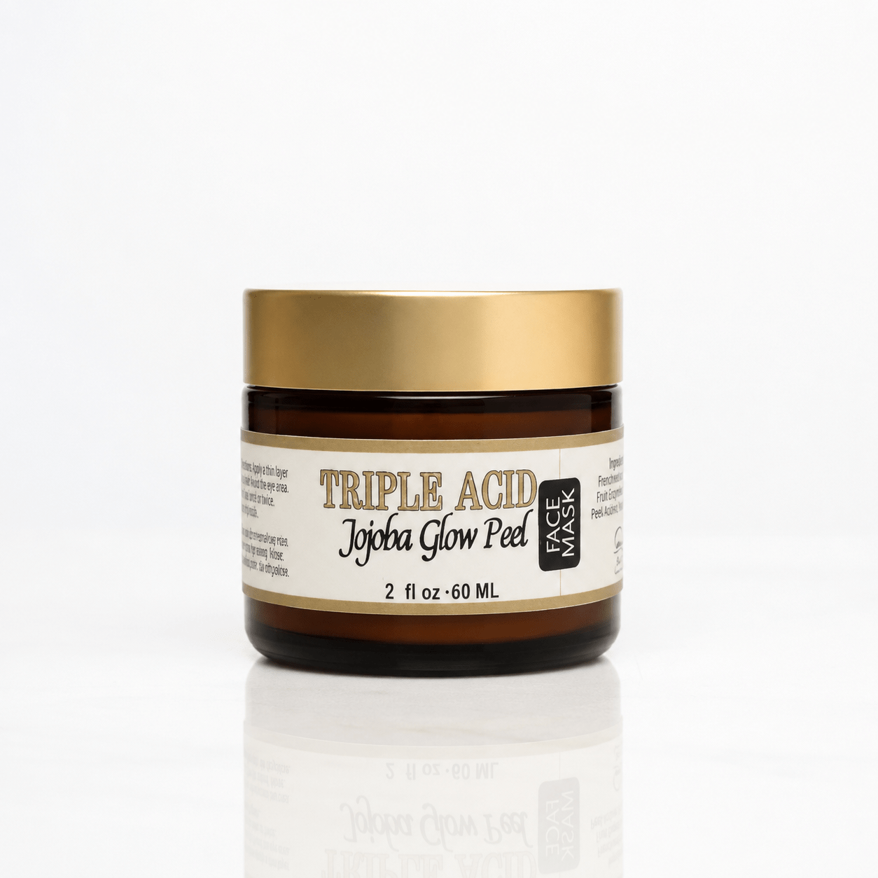 Triple Acid Jojoba Glow Peel Face Mask 2oz amber glass jar with gold lid by Innes Ageless Beauty