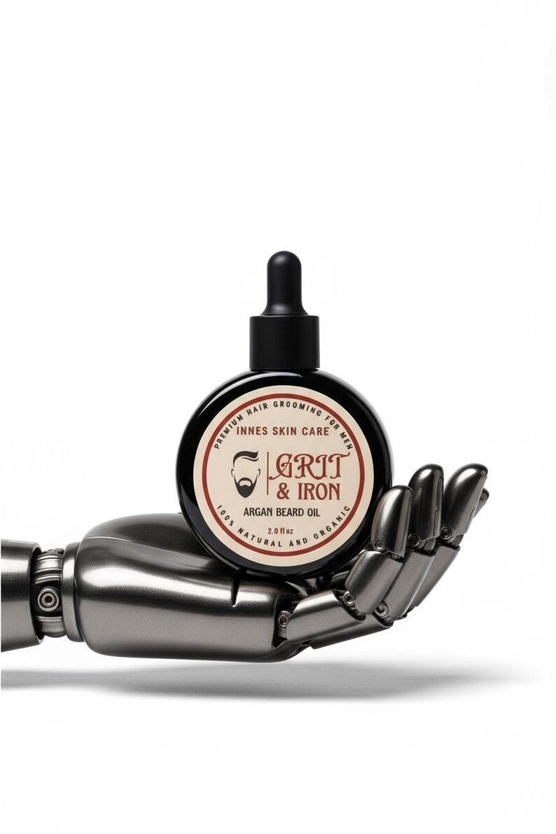 Grit and Iron Argan Beard Oil bottle by Innes Ageless Beauty