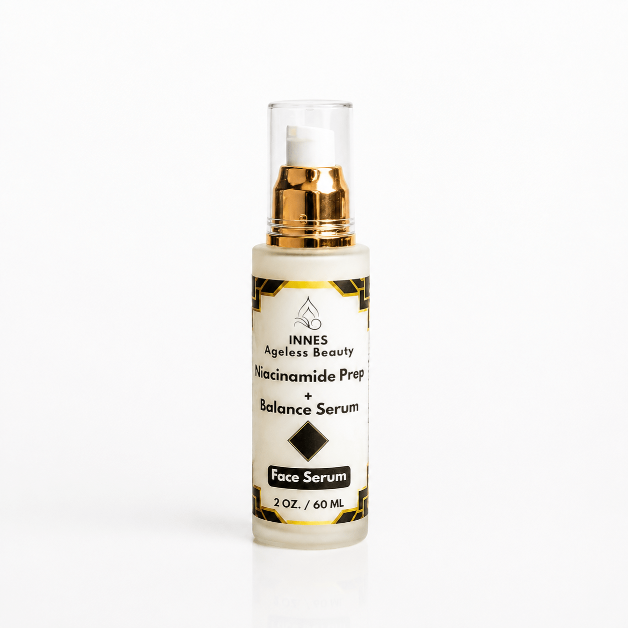 INNES Ageless Beauty Niacinamide Prep + Balance Face Serum 2oz gold pump bottle