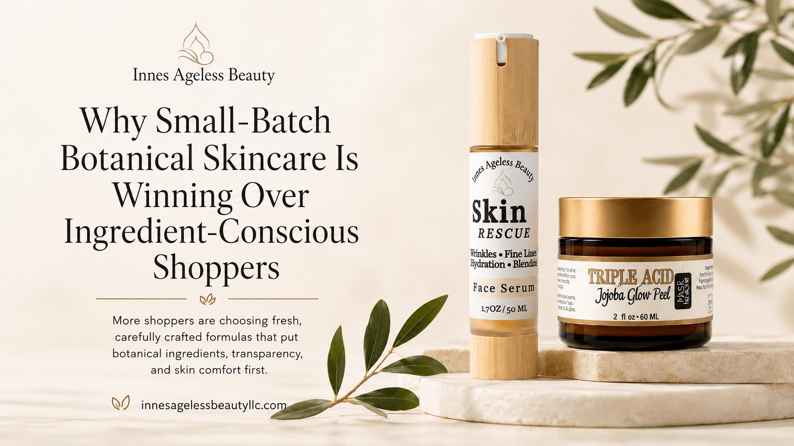 Small-Batch Botanical Skincare | Skin Rescue Face Serum + Triple Acid Jojoba Glow Peel | Innes Ageless Beauty.